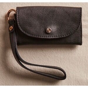 Free People Leather Bag Lanyard wristlet change coin purse black new classic